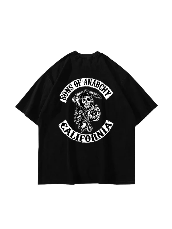 Sons Of Anarchy Baskılı Oversize Unisex Siyah Tshirt