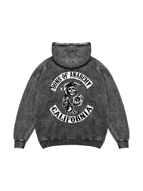 Sons Of Anarchy Baskılı Oversize Unisex Yıkamalı Siyah Hoodie