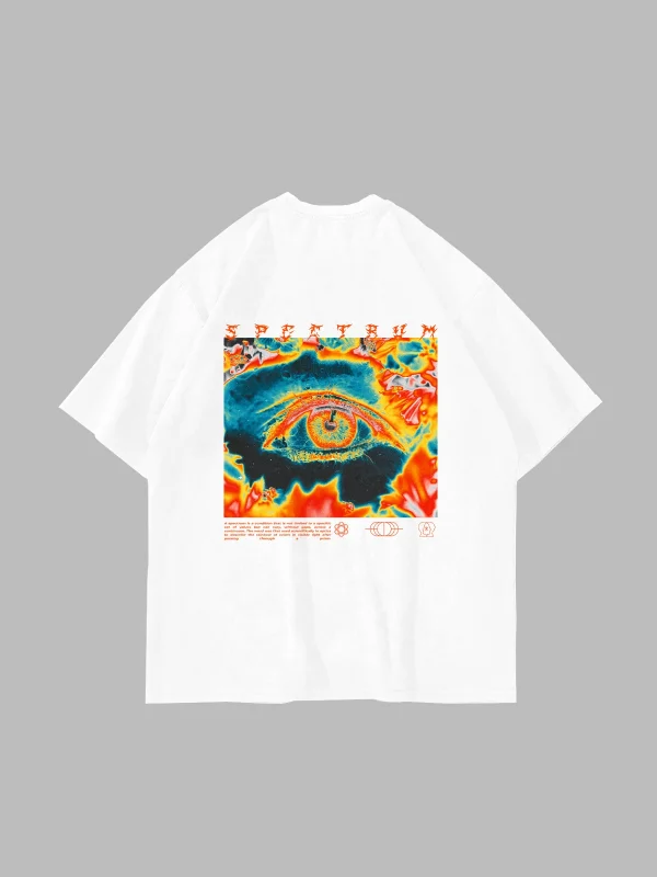 Spectrum Baskılı Beyaz Oversize Unisex Tshirt