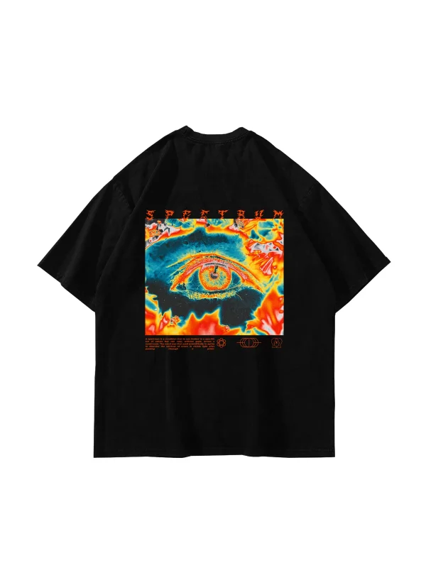 Spectrum Baskılı Siyah Oversize Unisex Tshirt