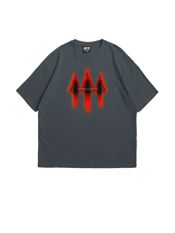 Spiritual Baskılı Füme Oversize Unisex Tshirt