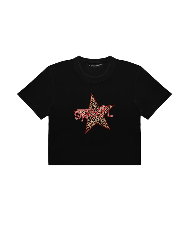 Starz Girl Baskılı Siyah Crop Top