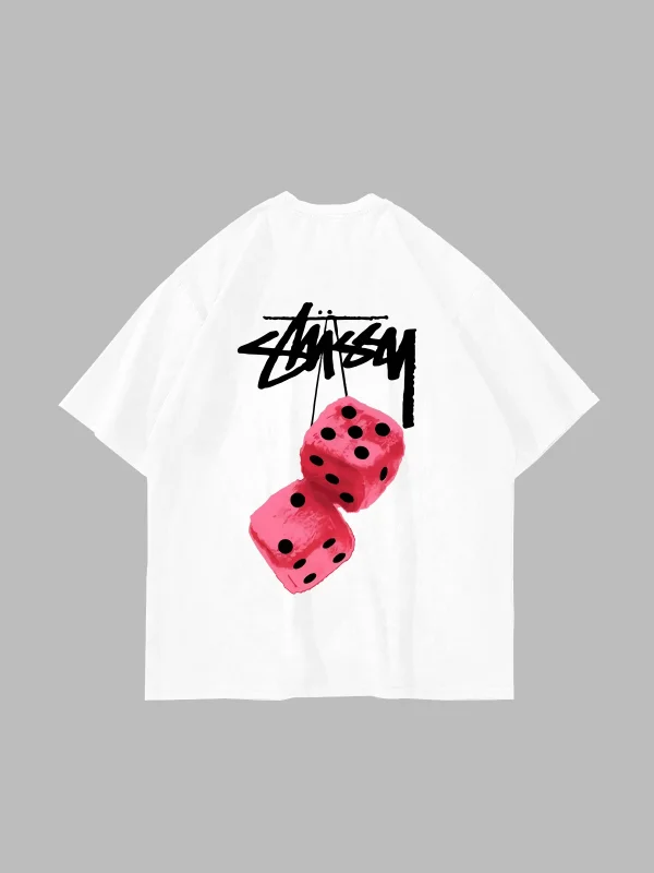 Sts. Dice Sırt Baskılı Oversize Unisex Beyaz Tshirt