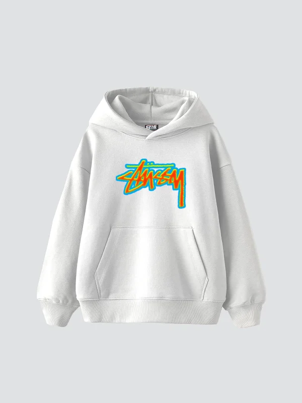 Sts Thermal Baskılı Oversize Unisex Beyaz Hoodie