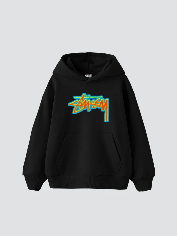 Sts Thermal Baskılı Oversize Unisex Siyah Hoodie