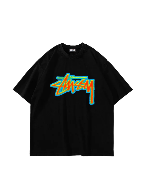 Sts Thermal Baskılı Oversize Unisex Siyah Tshirt