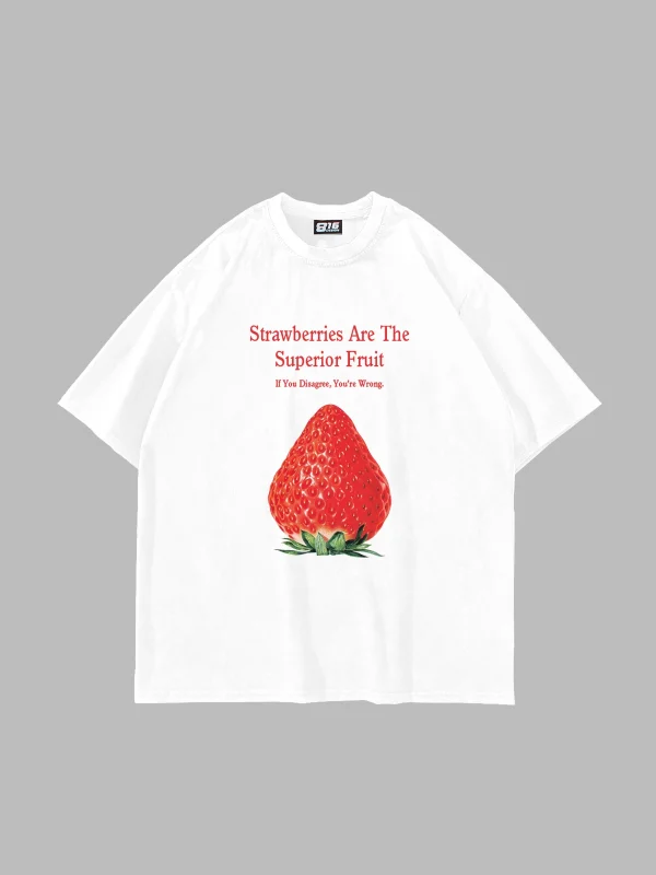 Superior Fruit Baskılı Oversize Unisex Beyaz Tshirt