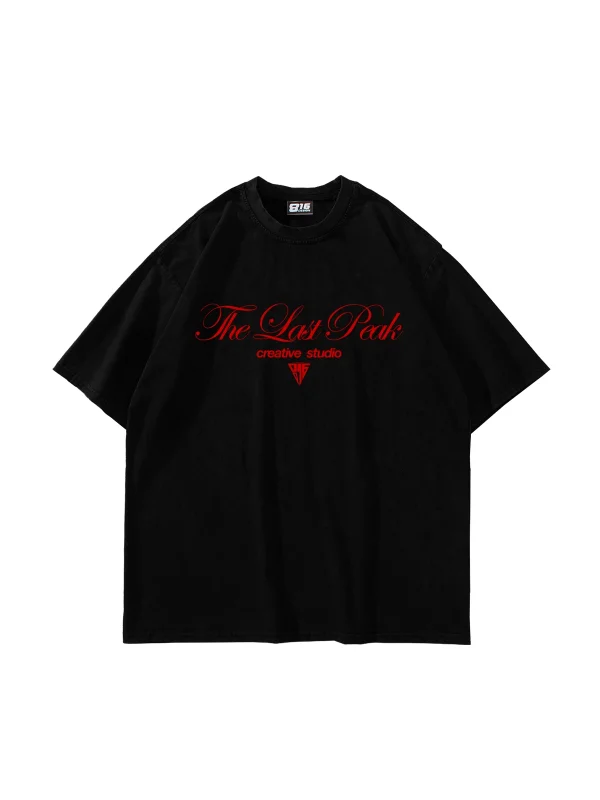 The Last Peak Baskılı Siyah Oversize Unisex Tshirt