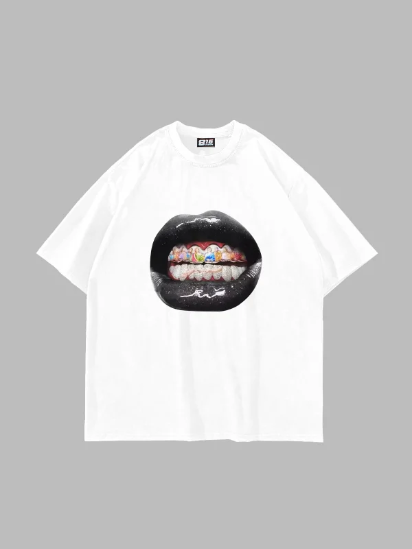 The Last Supper Teeth Baskılı Oversize Unisex Beyaz Tshirt