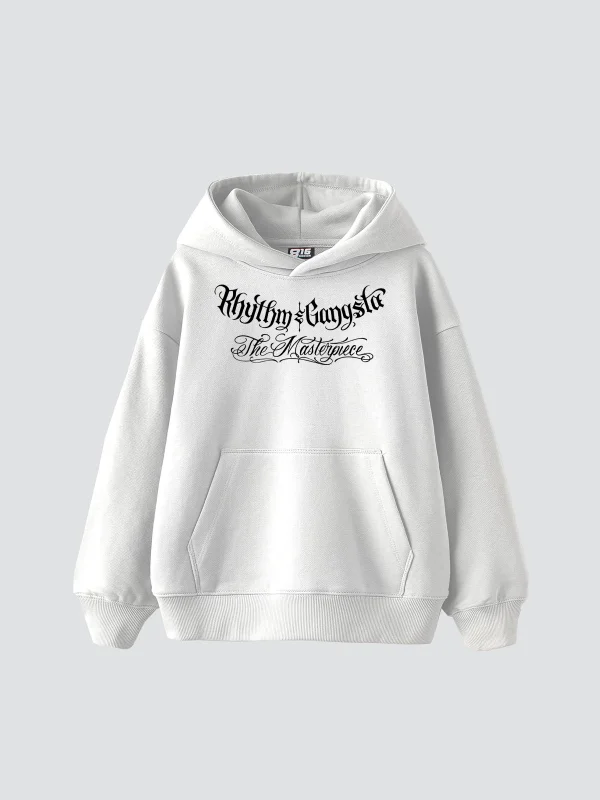 The Masterpiece Graffity Baskılı Oversize Unisex Beyaz Hoodie