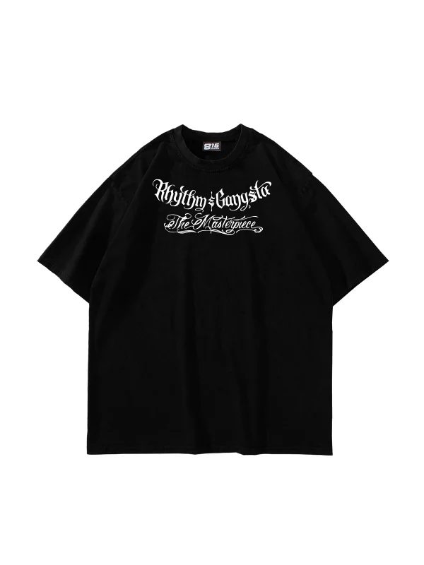 The Masterpiece Graffity Baskılı Oversize Unisex Siyah Tshirt