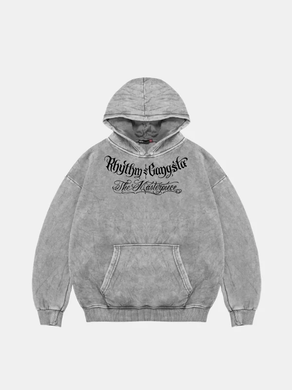 The Masterpiece Graffity Oversize Unisex Yıkamalı Beyaz Hoodie
