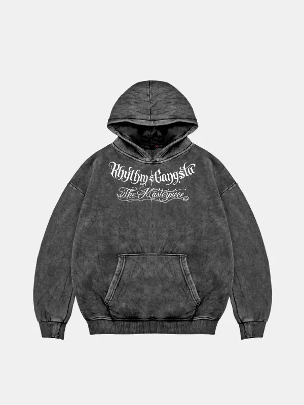 The Masterpiece Graffity Oversize Unisex Yıkamalı Siyah Hoodie