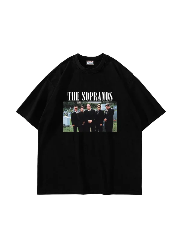 The Sopranos Graphic Baskılı Siyah Oversize Unisex Tshirt