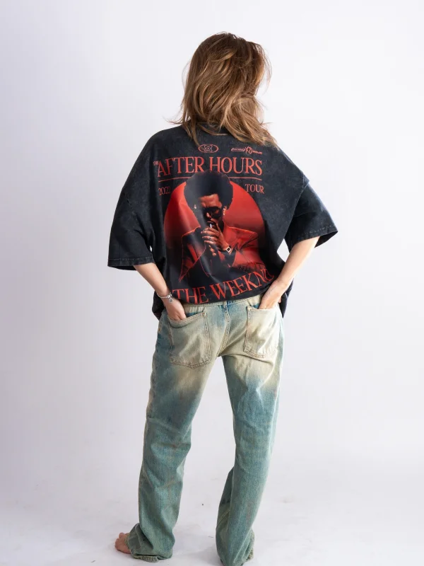 The Weeknd After Hours Siyah Yıkamalı Oversize Tişört