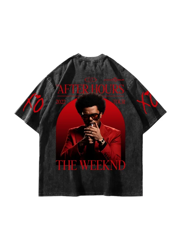 The Weeknd After Hours Siyah Yıkamalı Oversize Tişört