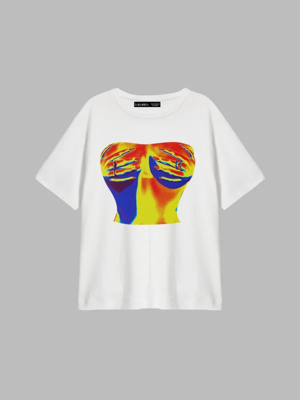 Thermal Boobs Baskılı Relaxed Fit Beyaz Kadın Tshirt