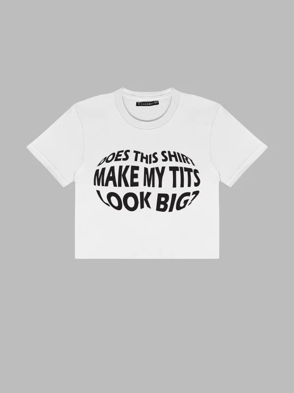 Tits Look Big Baskılı Beyaz Crop Top