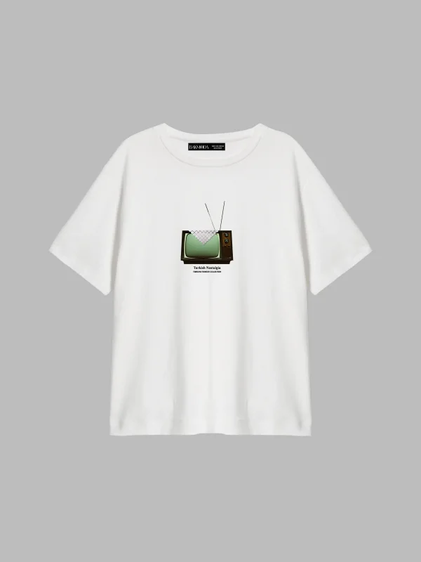 Turkish Nostalgia Baskılı Relaxed Fit Beyaz Kadın Tshirt