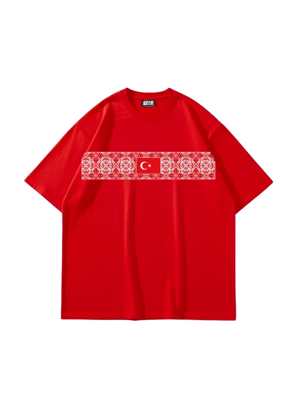 Türkiye VV2 Baskılı Oversize Unisex Kırmızı Tshirt