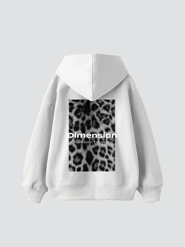 V2 Dimension Baskılı Oversize Unisex Premium Beyaz Hoodie