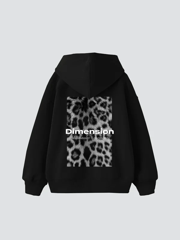 V2 Dimension Baskılı Oversize Unisex Premium Siyah Hoodie