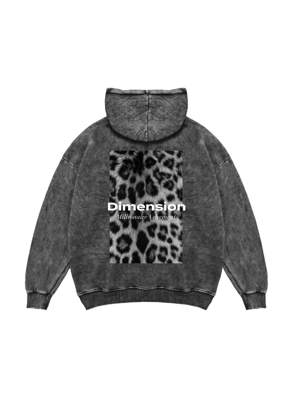 V2 Dimension Baskılı Oversize Unisex Premium Yıkamalı Siyah Hoodie