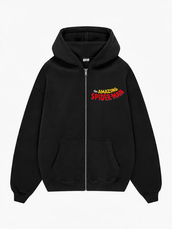 Amazing Baskılı Fermuarlı Zip Kapüşonlu Unisex Siyah Sweatshirt