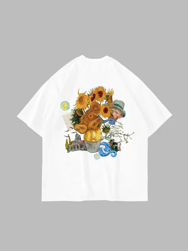 Vincent Dream Baskılı Oversize Unisex Beyaz Tshirt