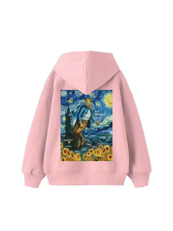 Vincents World Baskılı Oversize Unisex Pembe Hoodie
