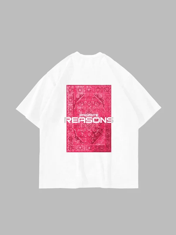 Vırtual Tracks Baskılı Oversize Unisex Beyaz Tshirt