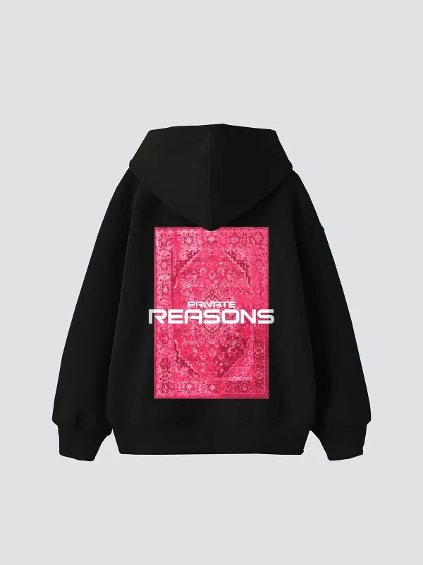 Vırtual Tracks Baskılı Oversize Unisex Premium Siyah Hoodie