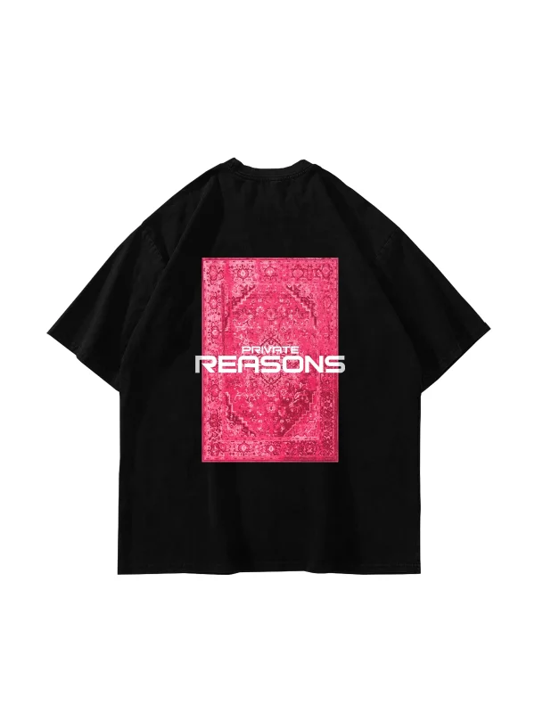 Vırtual Tracks Baskılı Oversize Unisex Siyah Tshirt