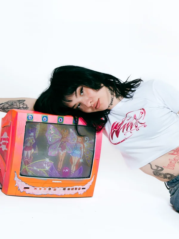 Wnx Club Baskılı Beyaz Crop Top