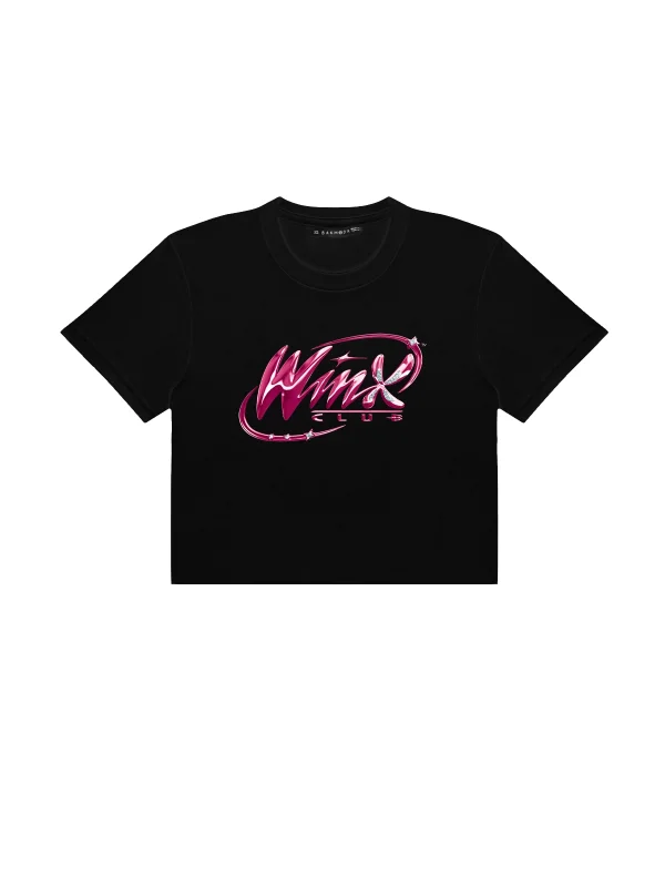 Wnx Club Baskılı Siyah Crop Top