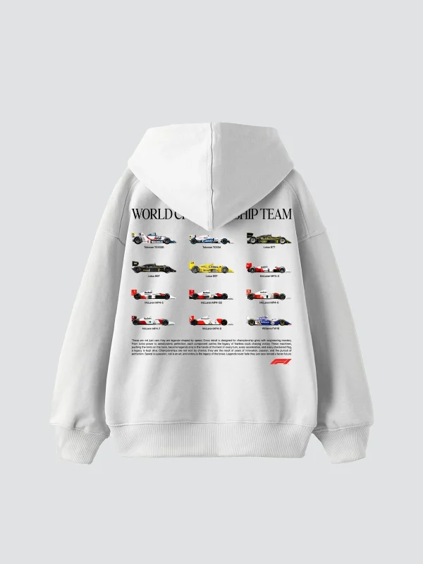 World Championship Team Baskılı Oversize Unisex Beyaz Hoodie