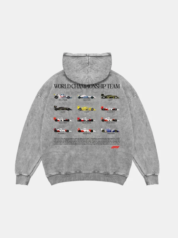 World Championship Team Oversize Unisex Yıkamalı Beyaz Hoodie