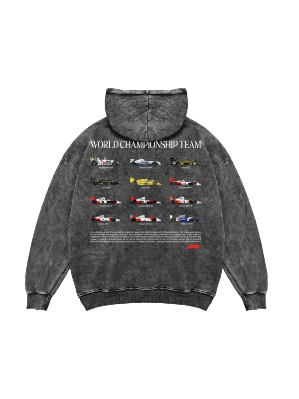 World Championship Team Oversize Unisex Yıkamalı Siyah Hoodie