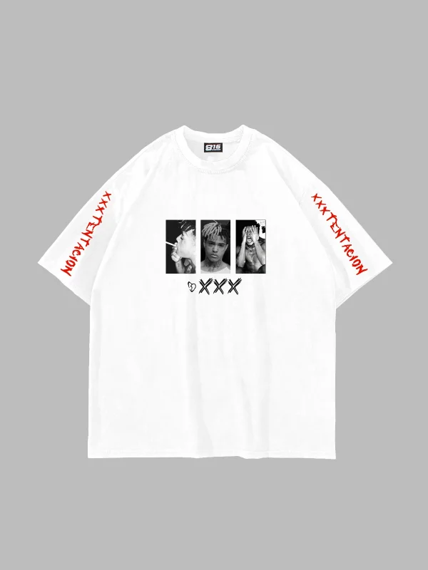 XXXTentacion Baskılı Oversize Unisex Beyaz Tshirt