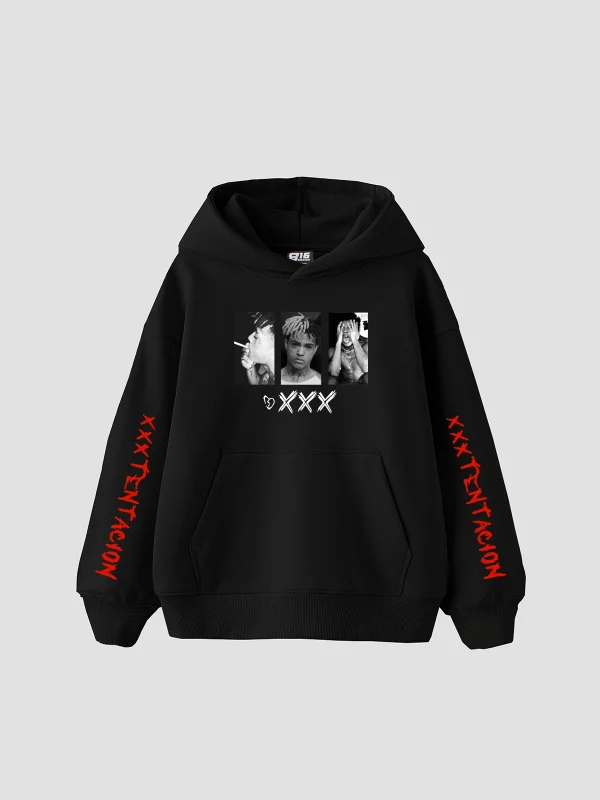 XXXTentacion Baskılı Oversize Unisex Siyah Hoodie