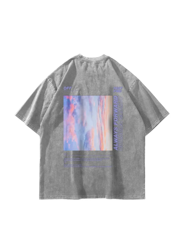 Yıkamalı Beyaz 1989 Sırt Baskılı Oversize Unisex Tshirt