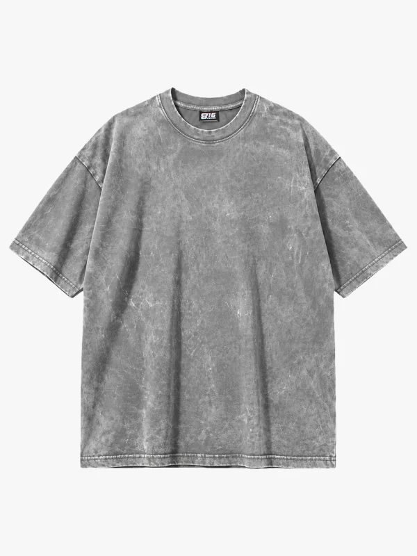 Yıkamalı Beyaz Basic Oversize Unisex Tshirt