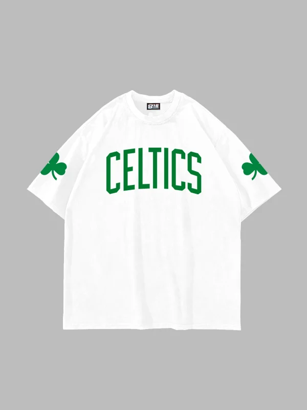 Yonca Baskılı Beyaz Oversize Unisex Tshirt