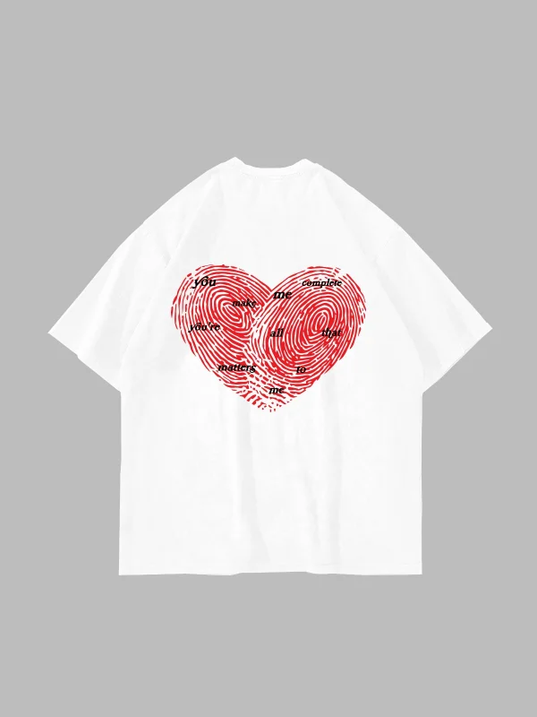 You Make Me Complete Baskılı Oversize Unisex Beyaz Tshirt