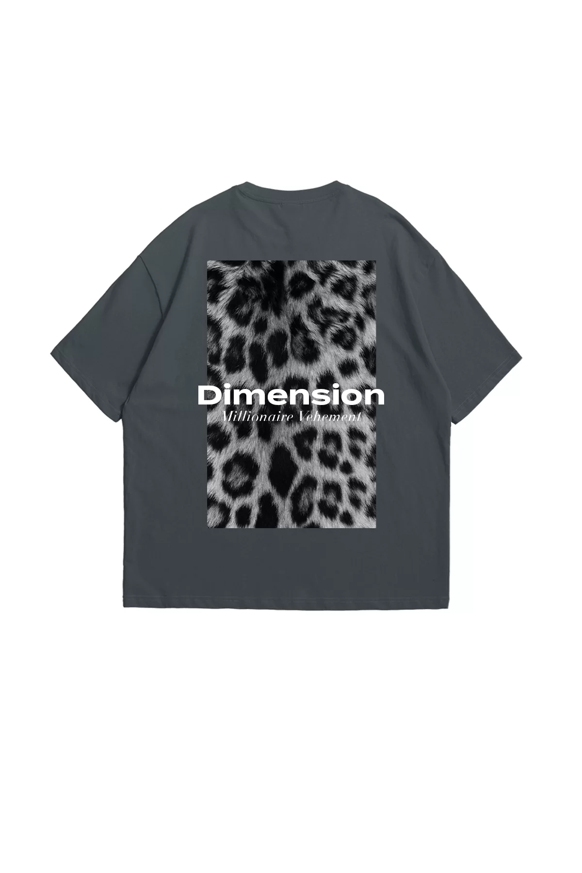 V2 Dimension Baskılı Hayvan Desenli 24/1 Oversize Unisex Antrasit Tshirt