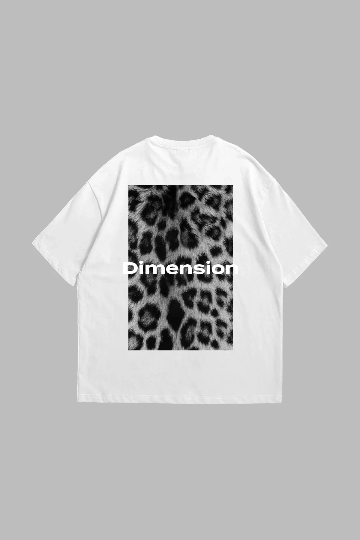 V2 Dimension Baskılı Hayvan Desenli 24/1 Oversize Unisex Beyaz Tshirt