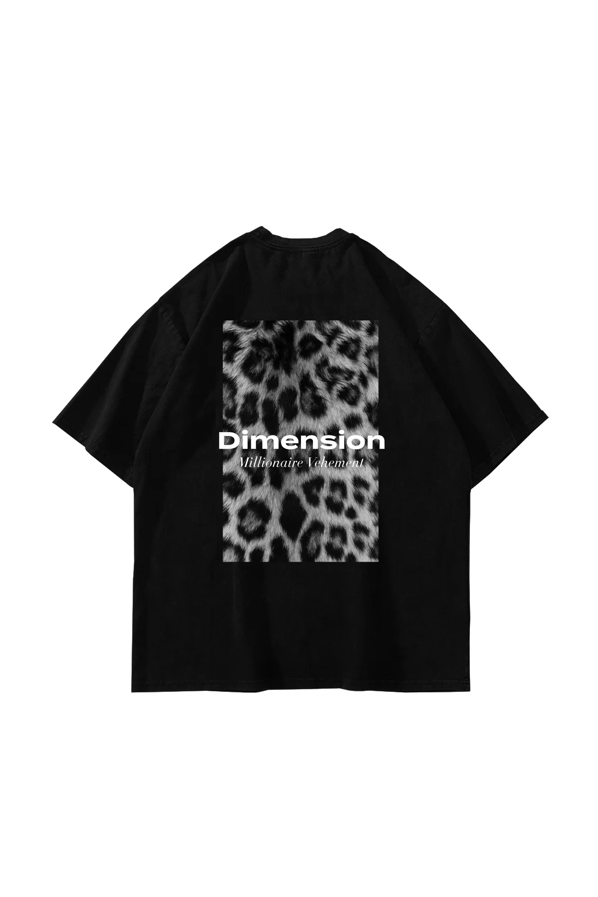 V2 Dimension Baskılı Hayvan Desenli 24/1 Oversize Unisex Siyah Tshirt