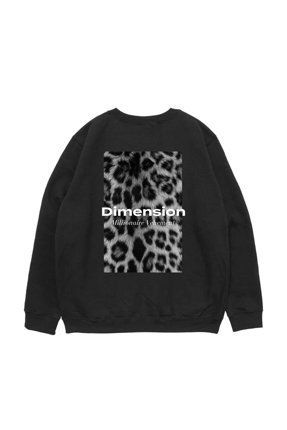 V2 Dimension Leopar Baskılı Siyah Oversize Unisex Sweatshirt