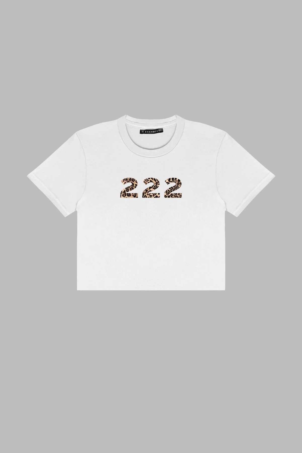 222 Baskılı Beyaz Crop Top