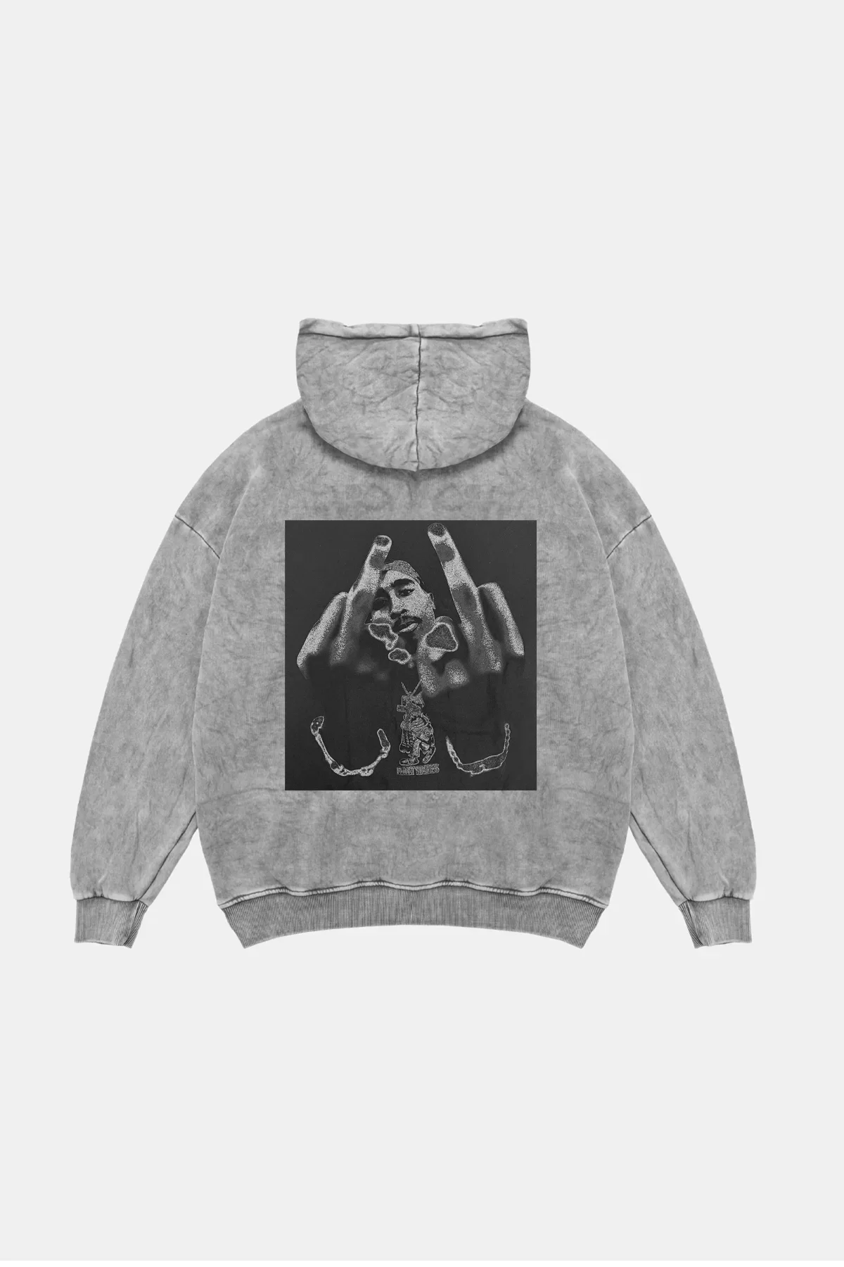 2Pac All Eyez On Me Baskılı Oversize Unisex Premium Yıkamalı Beyaz Hoodie